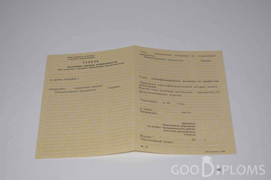 Приложение к Аттестату За 10 Класс период выдачи 1990-1993 -  Харьков