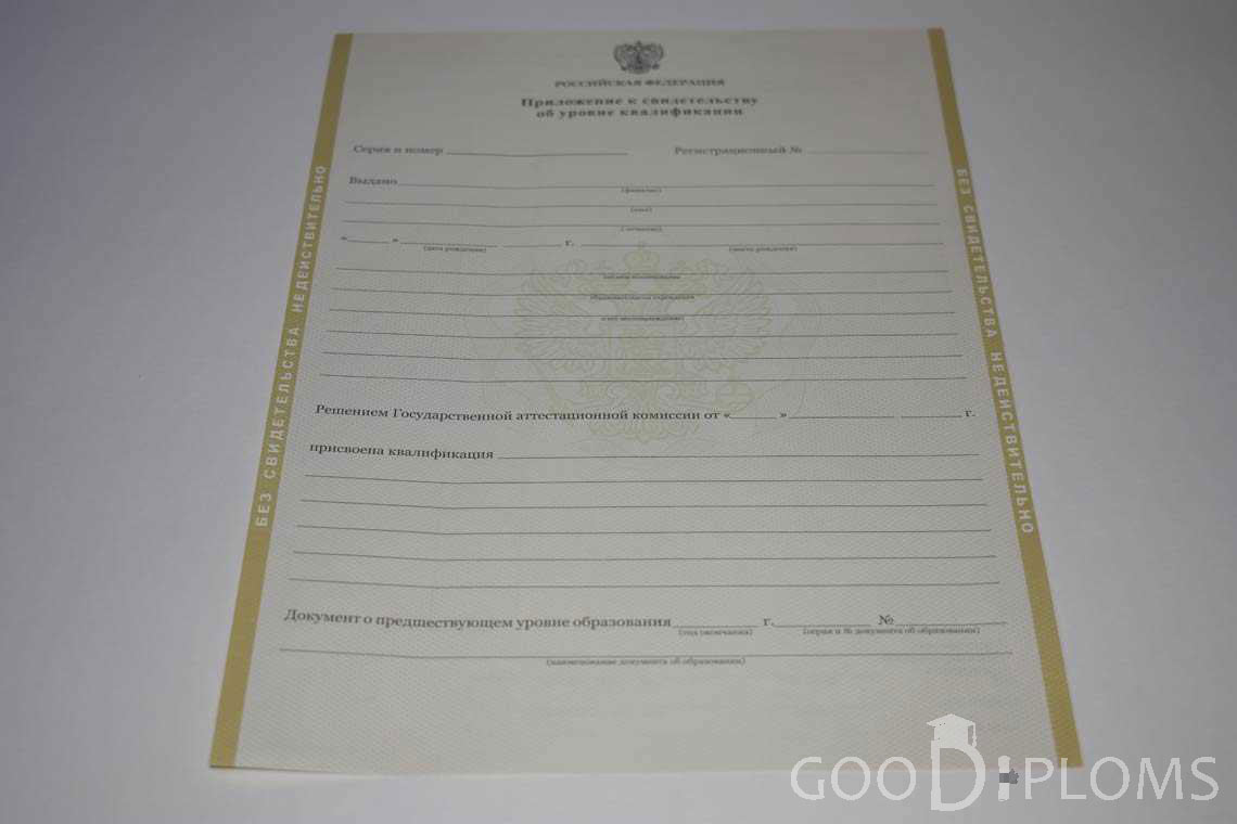 Приложение к Свидетельству об Уровне Квалификации период выдачи 2011-2020 -  Харьков
